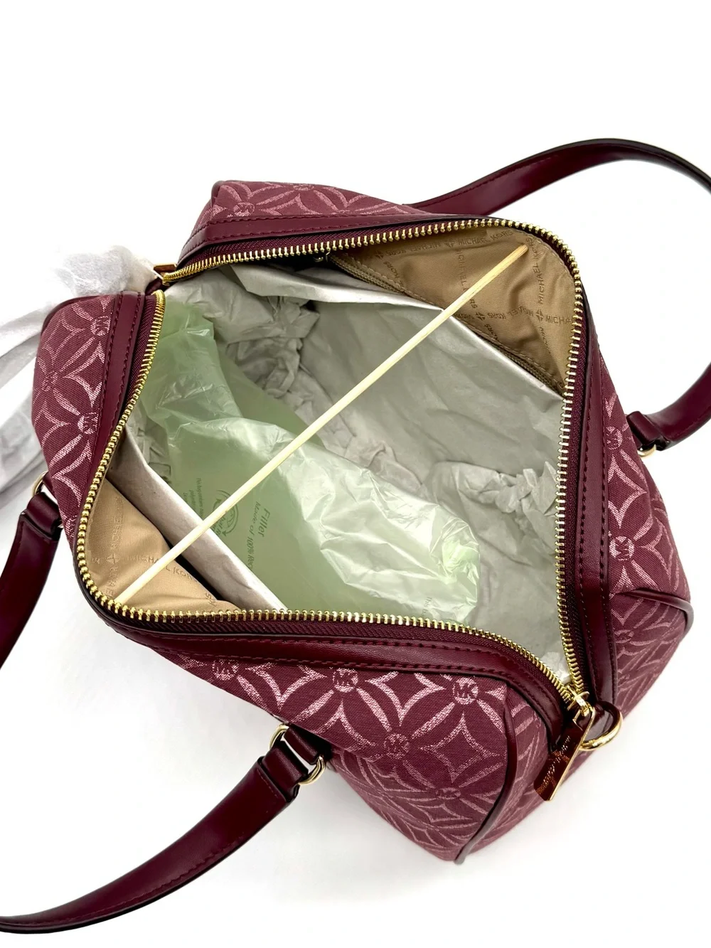 Michael Kors Medium Travel Duffle Satchel Bag Ox Blood Multi